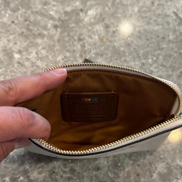 Coach Cream Wristlet with Rainbow Logo - Picture 3 of 4
